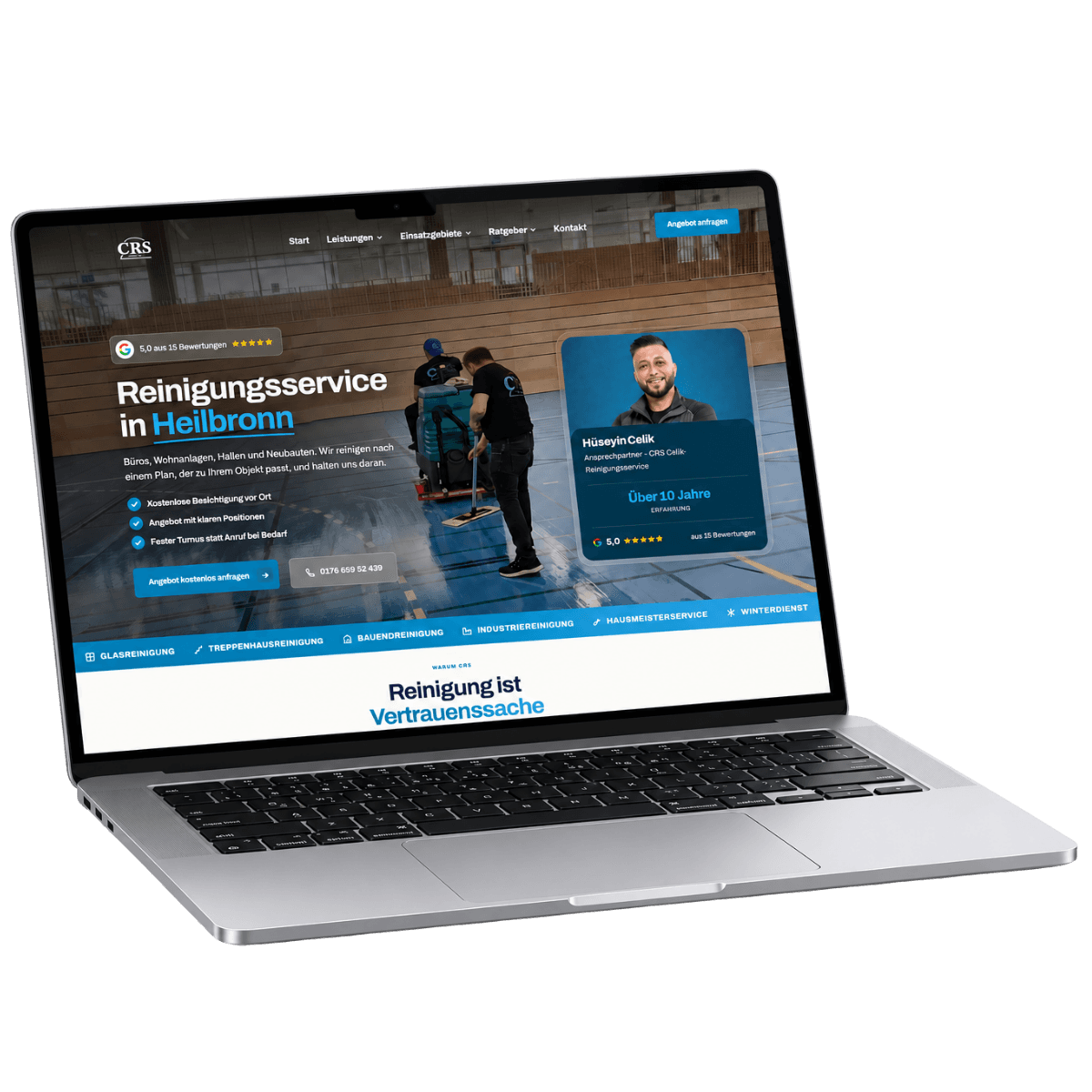 Neue Website von Celik Reinigungsservice auf Laptop und Handy